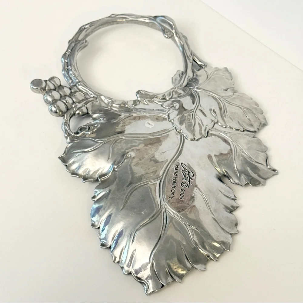 Arthur Court Cast Aluminum Grape Leaves Cheese Crackers Tray 2006